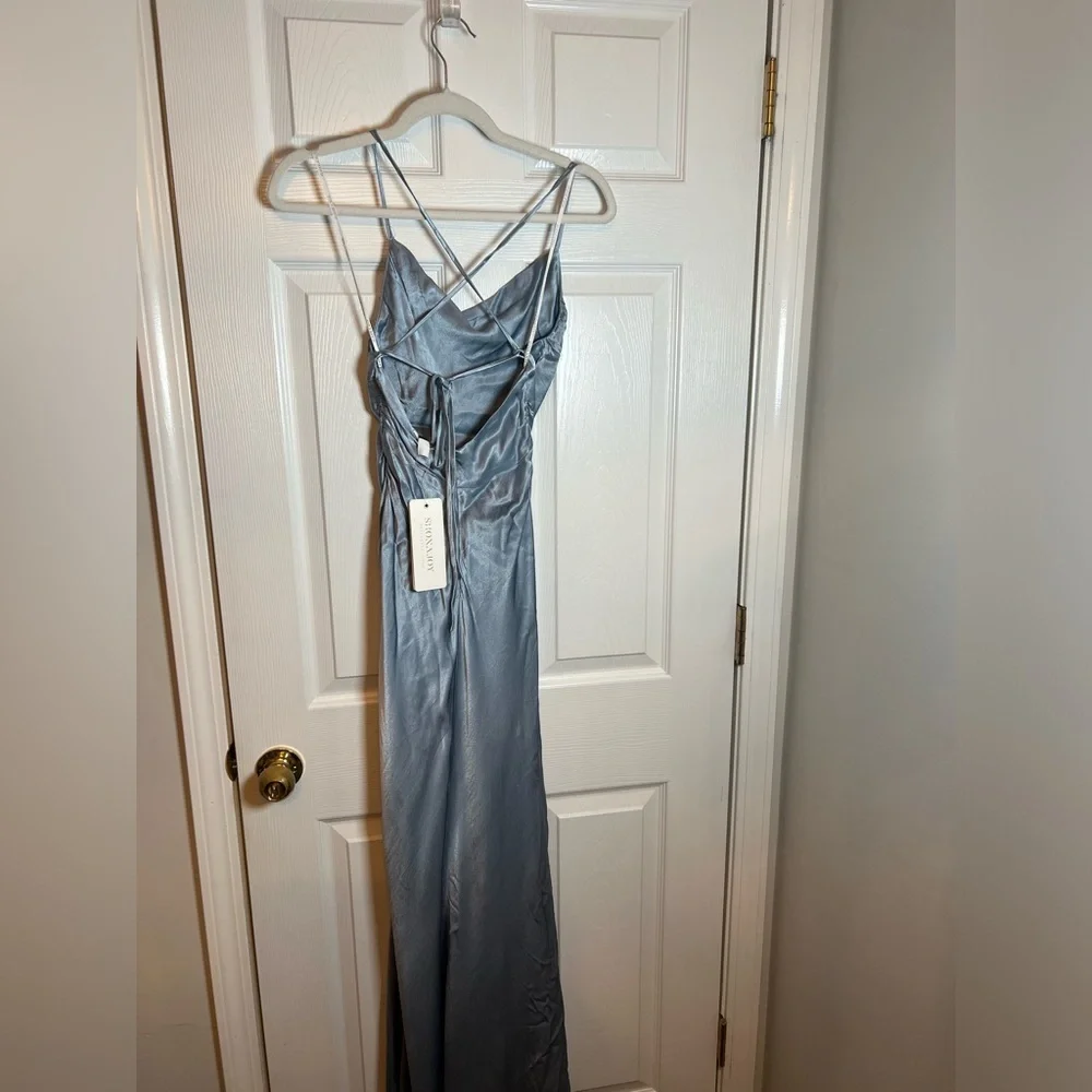 NEW Shona Joy La Lune Lace Back Maxi Dress in Powder Blue - Picture 6 of 8